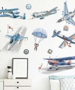 Stickers Chambre Garçon - Avions et Parachutiste