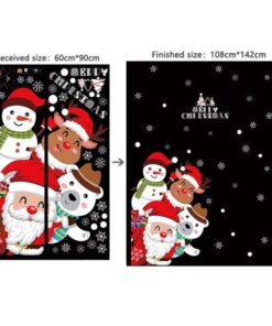 Stickers fenêtre Noël - Petit Lutin et Père Noël avec Flocons de Neige Stickers fenêtre Noël - Petit Lutin et Père Noël avec Flocons de Neige