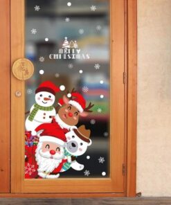 Stickers fenêtre Noël - Petit Lutin et Père Noël avec Flocons de Neige Stickers fenêtre Noël - Petit Lutin et Père Noël avec Flocons de Neige