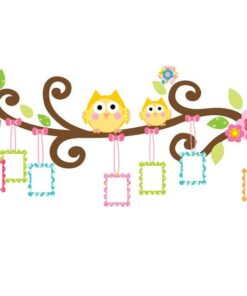 Stickers Chambre Bébé - Hiboux et Oiseaux Mignons sur des Branches Stickers Chambre Bébé - Hiboux et Oiseaux Mignons sur des Branches