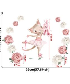 Alternative view of Stickers Chambre Fille - Chat Ballerine Danseuse Fleurs