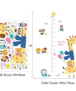 Sticker Toise Bébé Girafe et Chat