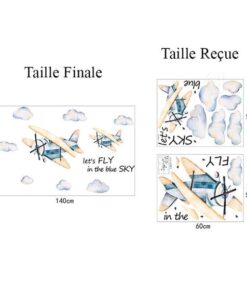 Stickers Chambre Garçon Avions Nuages