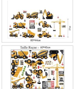 Alternative view of Stickers Chambre Garçon - Véhicules de Chantier et Travaux, Tracteur et Pelleteuse