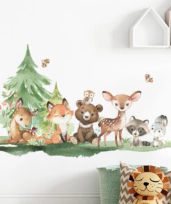 Stickers Chambre Bébé - Hiboux en Forêt sur des Branches