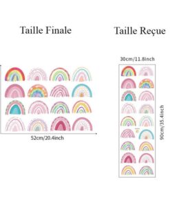 Stickers Chambre Fille - Arc en Ciel Roses