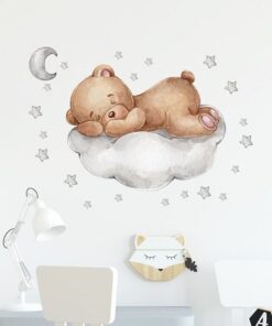 Stickers Chambre Bébé - Ourson Mignon sur un Nuage Stickers Chambre Bébé - Ourson Mignon sur un Nuage