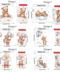 Stickers Chambre Fille - Petit Ours avec 3 Ballons