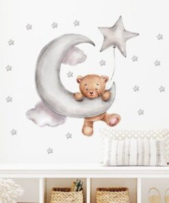 Stickers Chambre Fille - Petit Ours avec 3 Ballons