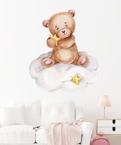 Stickers Chambre Fille - Petit Ours avec 3 Ballons