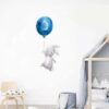 Stickers Chambre Garçon - Lapin Mignon avec Ballon Bleu à Pois