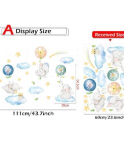 Stickers Chambre Bébé, Elephants avec Ballons sur Nuages Stickers Chambre Bébé, Elephants avec Ballons sur Nuages