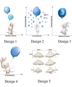 Stickers Chambre Garçon - Lapin Mignon avec Ballon Bleu à Pois Stickers Chambre Garçon - Lapin Mignon avec Ballon Bleu à Pois