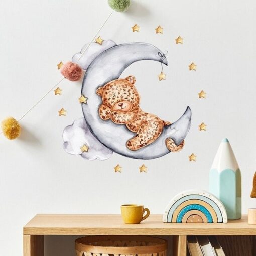 Stickers Chambre Bébé - Petit Léopard sur la Lune