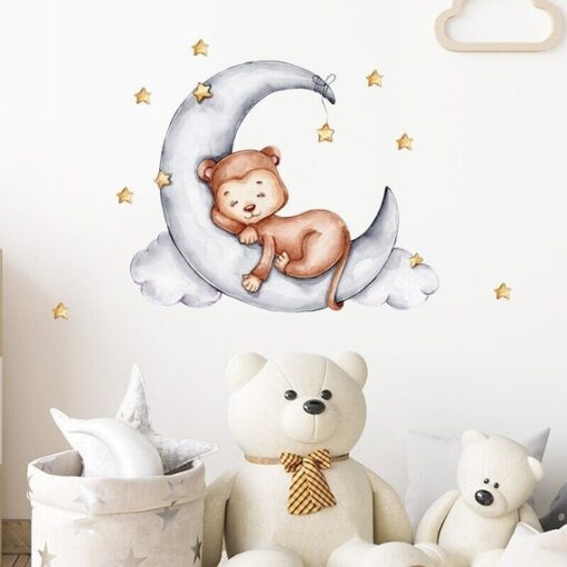 Stickers Chambre Bébé - Petit Singe sur la Lune
