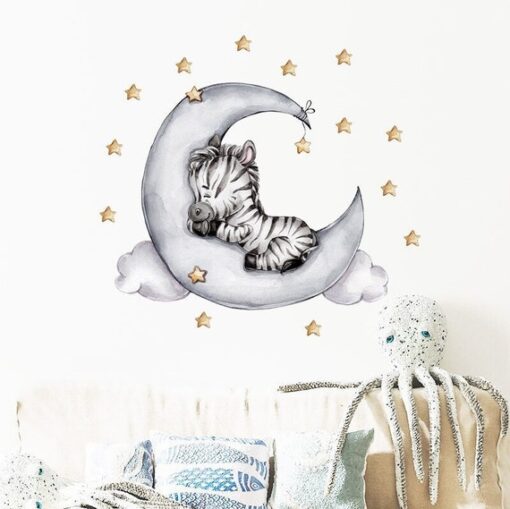 Stickers Chambre Bébé - Petit Zèbre sur la Lune