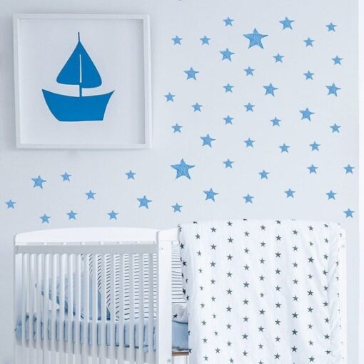 Stickers Chambre Garçon – Etoiles Aquarelles Bleues