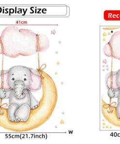 Stickers Chambre Bébé - Petit Lapin et Petit Ours sur la Lune Stickers Chambre Bébé - Petit Lapin et Petit Ours sur la Lune