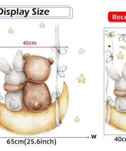 Stickers Chambre Bébé - Petit Lapin et Petit Ours sur la Lune Stickers Chambre Bébé - Petit Lapin et Petit Ours sur la Lune
