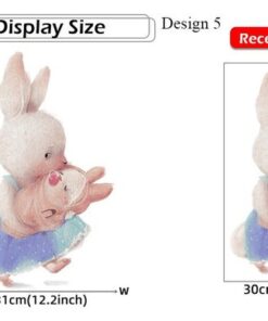 Stickers Chambre Fille - Maman Lapin et Petite Lapine avec un Coeur