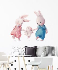 Alternative view of Stickers Chambre Fille - Maman Lapin et Petite Lapine avec un Coeur