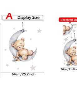 Alternative view of Stickers Chambre Bébé - Ours sur la Lune avec Etoiles Grises