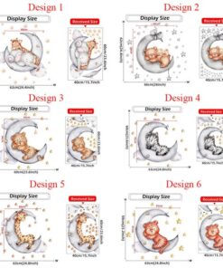 Stickers Chambre Bébé - Ours et Chien sur la Lune Stickers Chambre Bébé - Ours et Chien sur la Lune