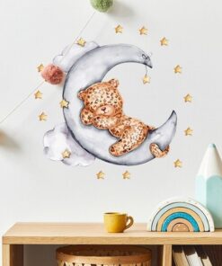 Stickers Chambre Bébé - Elephant et Girafe sur la Lune Stickers Chambre Bébé - Elephant et Girafe sur la Lune