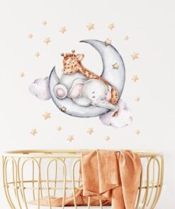 Stickers Chambre Bébé - Petit Léopard sur la Lune