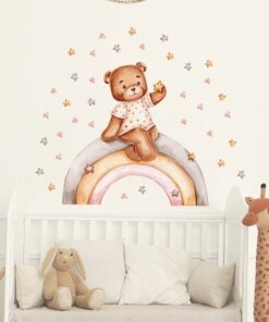 Stickers Chambre Bébé - Petit Lapin et Petit Ours sur la Lune Stickers Chambre Bébé - Petit Lapin et Petit Ours sur la Lune