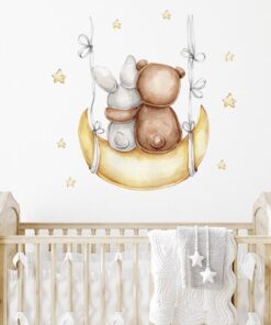 Alternative view of Stickers Chambre Fille - Petit Ours sur un Arc en Ciel