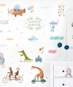 Stickers Chambre Bébé - Animaux Mignons à vélo