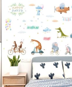 Alternative view of Stickers Chambre Bébé - Animaux Mignons à vélo