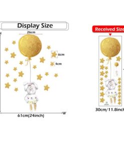 Stickers Chambre Fille - Petit Lapin Etoiles et Ballon Jaune Stickers Chambre Fille - Petit Lapin Etoiles et Ballon Jaune