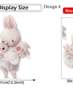 Stickers Chambre Fille - Maman Lapin et Petite Lapine avec un Coeur