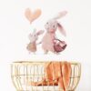Stickers Chambre Fille - Maman Lapin et Petite Lapine avec un Coeur