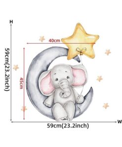 Stickers Chambre Bébé - 3 Petits Eléphants sur la Lune Grise Stickers Chambre Bébé - 3 Petits Eléphants sur la Lune Grise