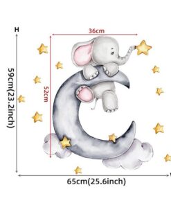 Stickers Chambre Bébé - 3 Petits Eléphants sur la Lune Grise Stickers Chambre Bébé - 3 Petits Eléphants sur la Lune Grise