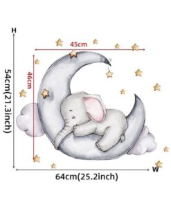 Stickers Chambre Bébé - 3 Petits Eléphants sur la Lune Grise Stickers Chambre Bébé - 3 Petits Eléphants sur la Lune Grise