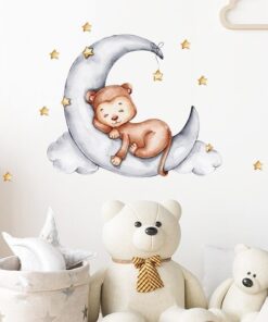 Stickers Chambre Bébé - Petit Lion sur la Lune