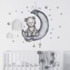 Stickers chambre bébé tigre gris sur lune étoiles