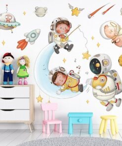 Stickers Chambre Garçon - Petits Astronautes dans l'Espace