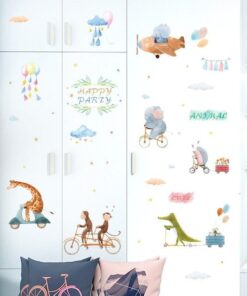 Stickers Chambre Bébé - Animaux Mignons à vélo
