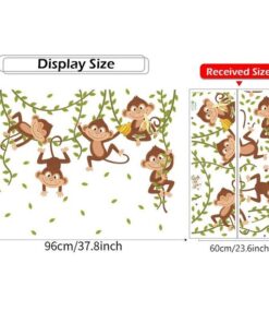 Alternative view of Stickers Chambre Bébé - Petits Singes sur les Lianes, Animaux de la Jungle