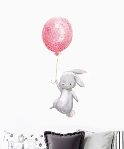 Sticker chambre fille autocollant lapin rose pâle