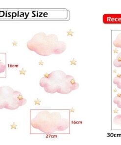 Stickers Chambre Fille - Nuages Rose Pâle et Etoiles