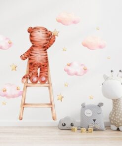 Stickers Chambre Fille - Nuages Rose Pâle et Etoiles