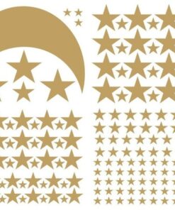 Stickers Chambre Fille - Etoiles et Lune Dorées