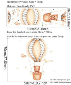 Stickers Chambre Bébé - Petit Ours en Montgolfière