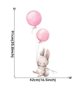 Stickers Chambre Fille - Petit Ours et 2 Lapins Ballons Rose Pâle Stickers Chambre Fille - Petit Ours et 2 Lapins Ballons Rose Pâle